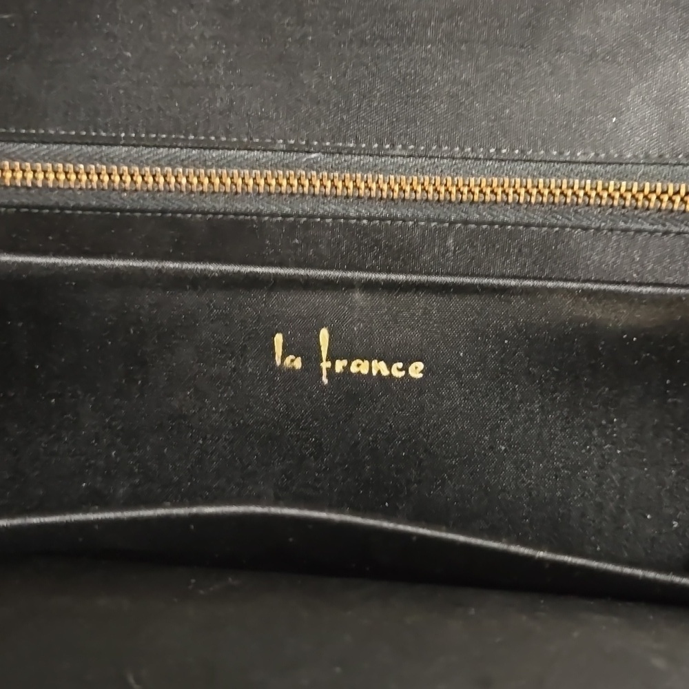 VINTAGE La France Needlepoint Black Hand Bag Purse - Picture 4 of 5